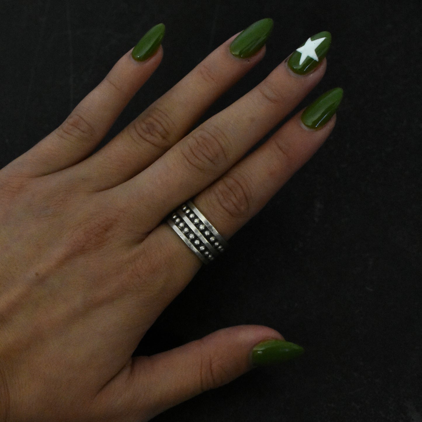 70s Double Dotted Navajo Band Ring