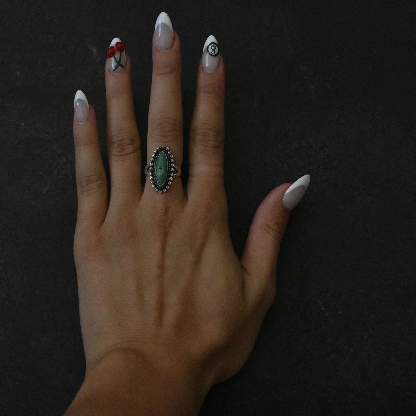 Vintage Elongated Turquoise Cocktail Ring