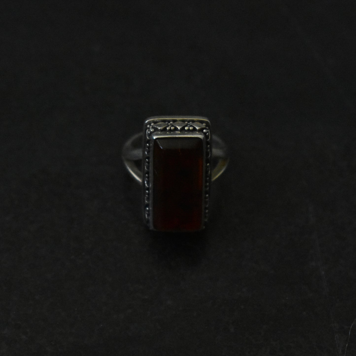 Vintage Elongated Amber Cocktail Ring
