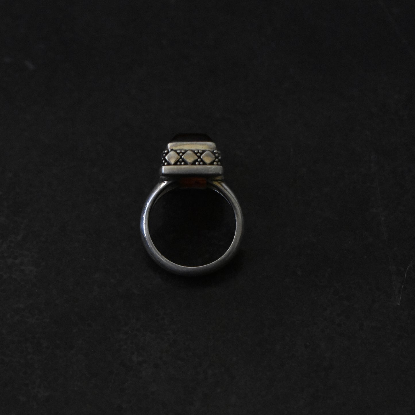 Vintage Elongated Amber Cocktail Ring
