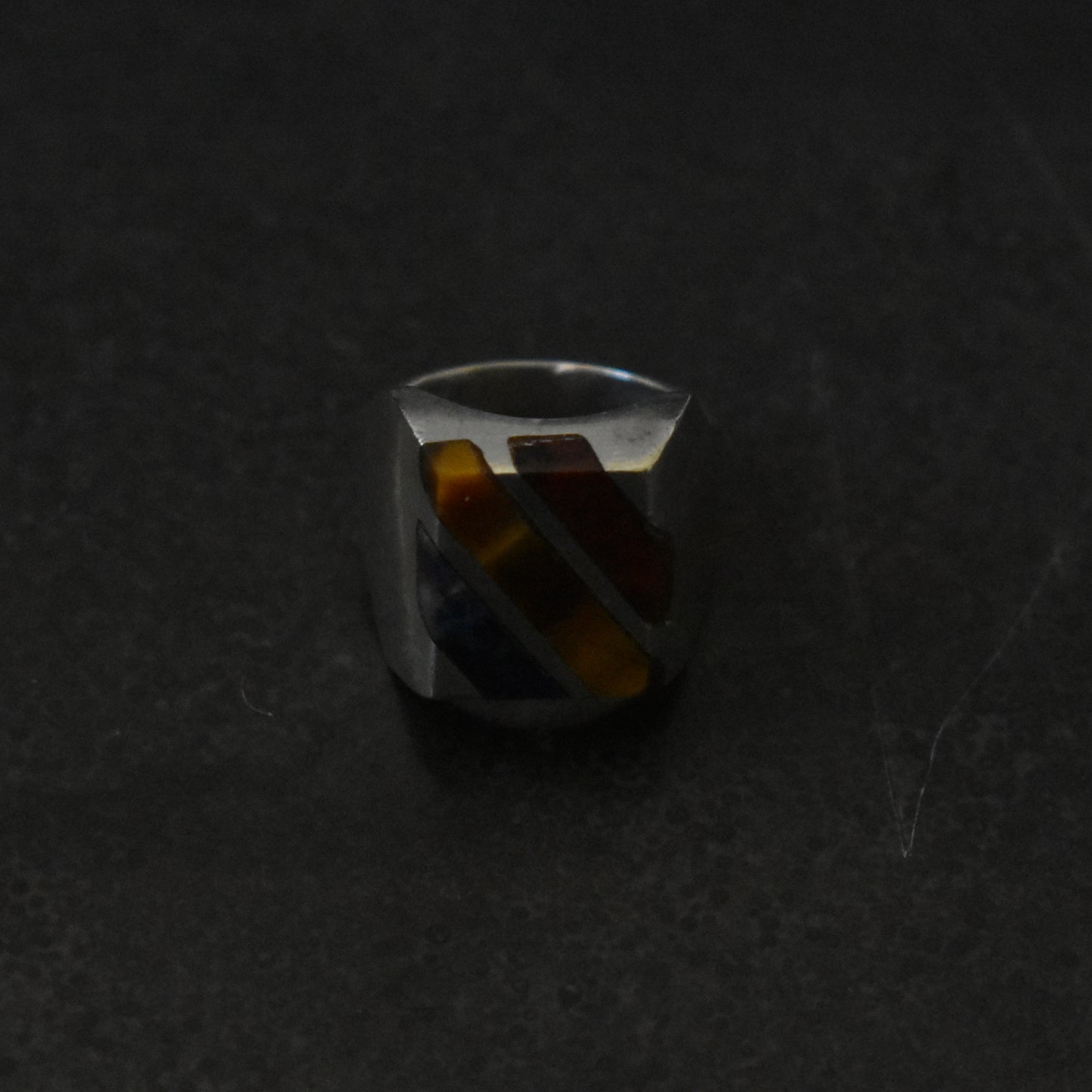 Vintage Diagonal Inlay Signet Ring