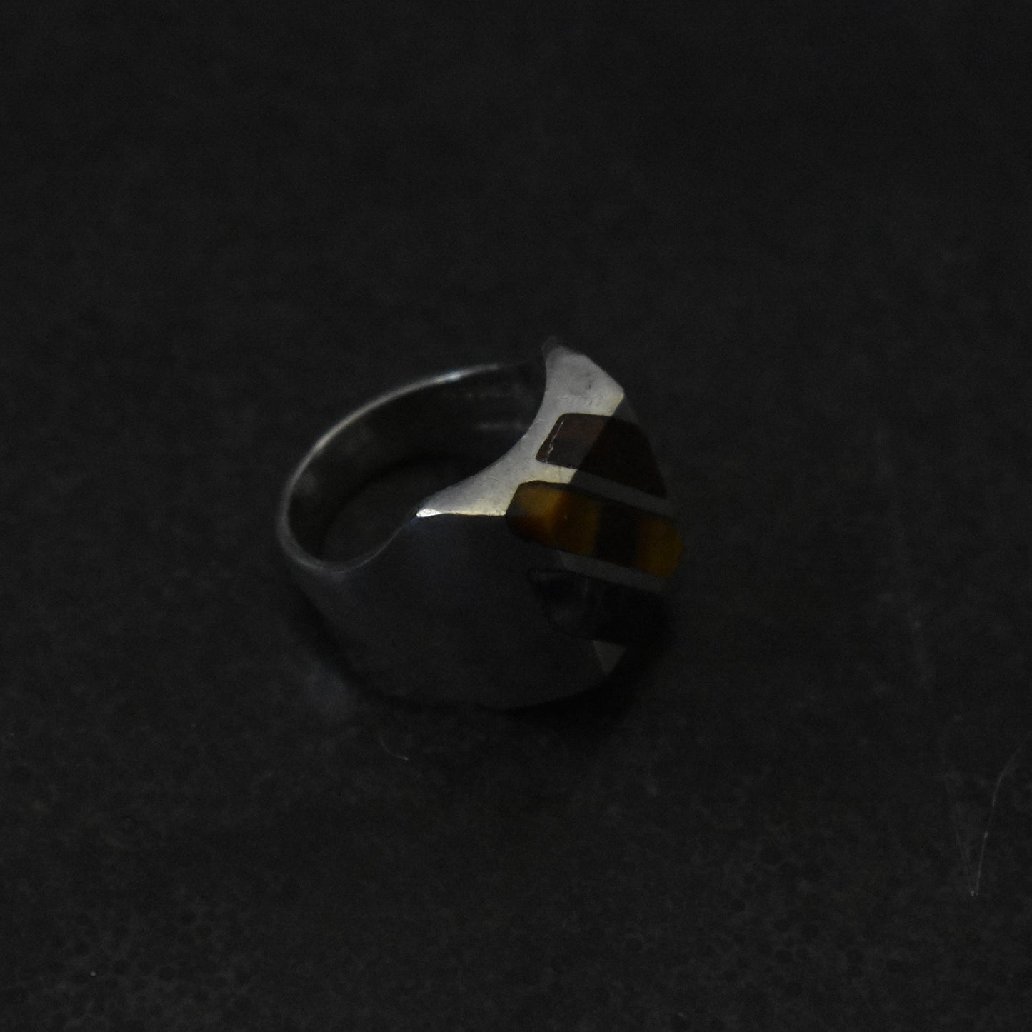 Vintage Diagonal Inlay Signet Ring