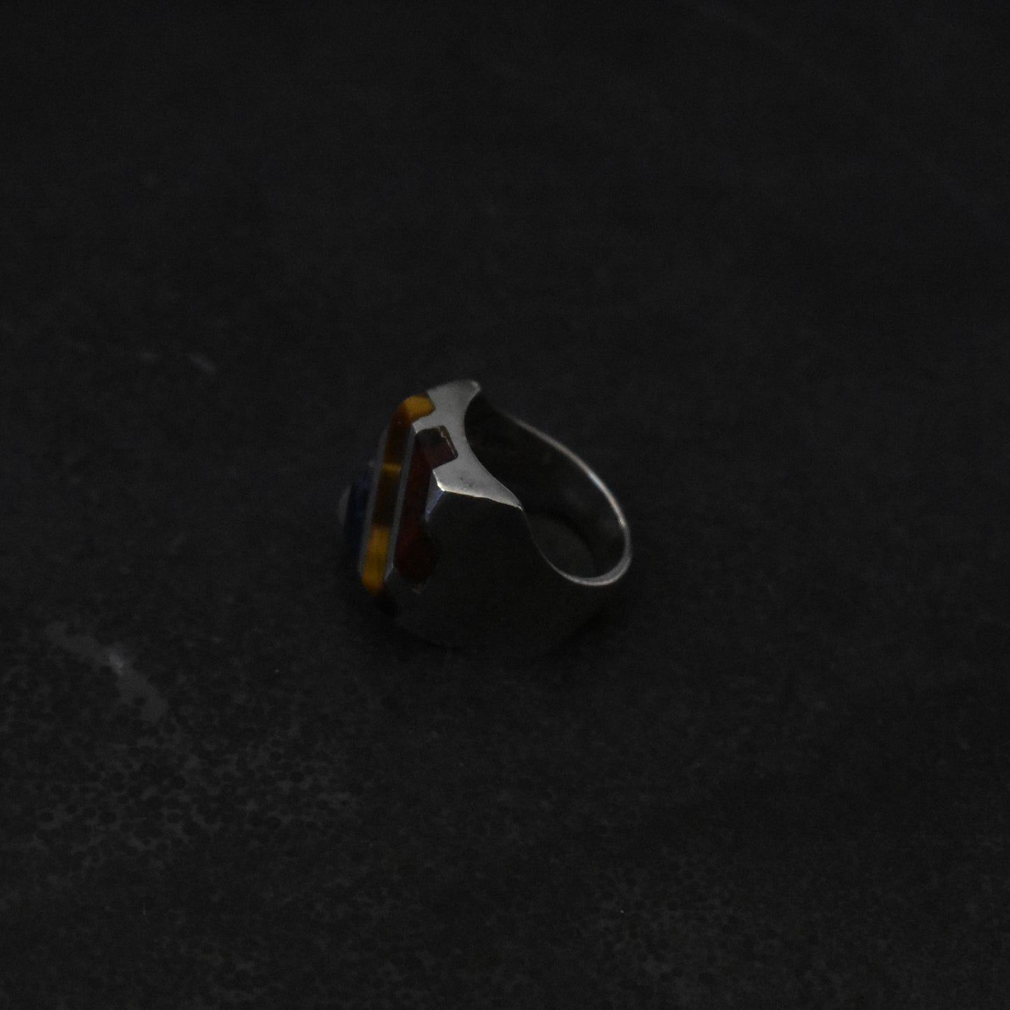 Vintage Diagonal Inlay Signet Ring