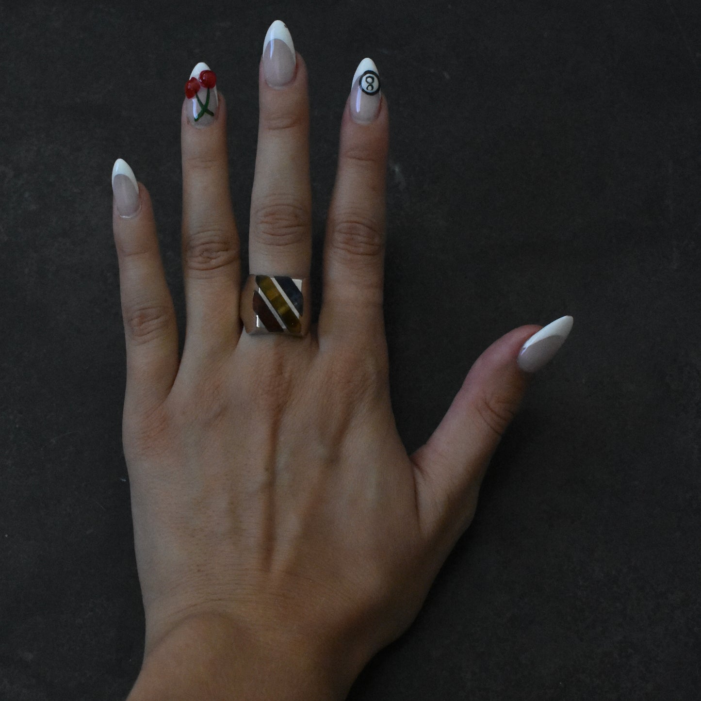 Vintage Diagonal Inlay Signet Ring