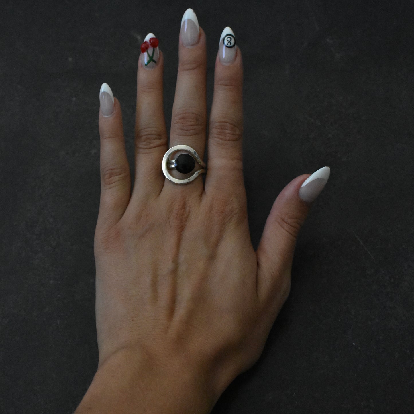 Vintage Onyx In Orbit Cocktail Ring
