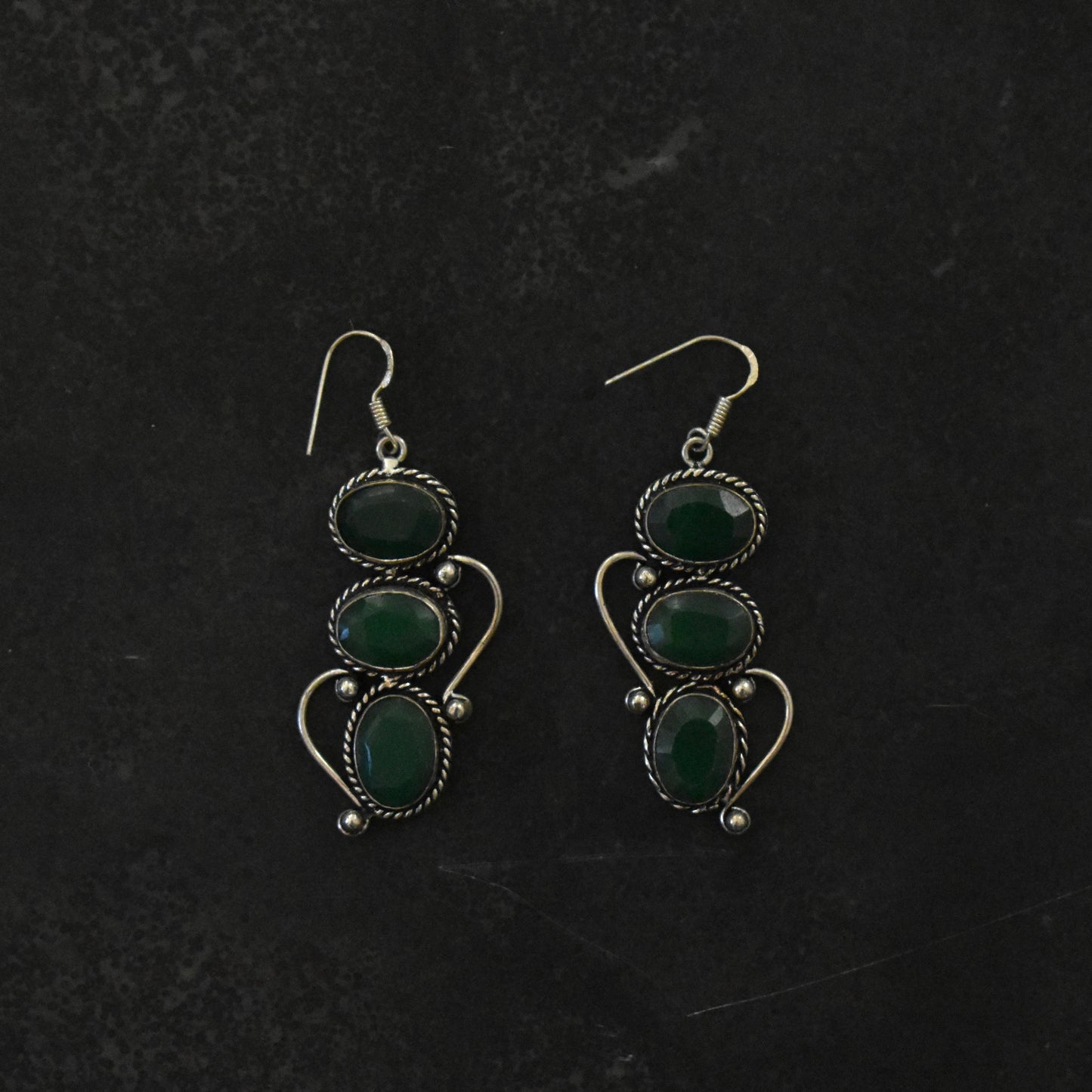 70s Triple Chrysoprase Drop Earrings