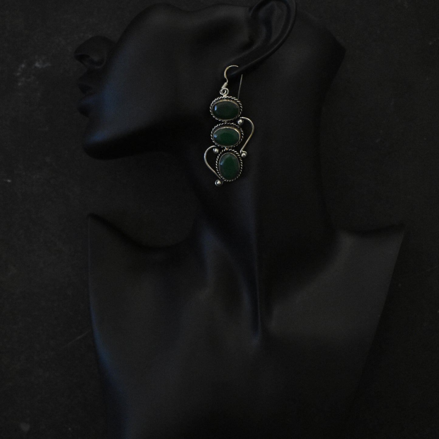 70s Triple Chrysoprase Drop Earrings