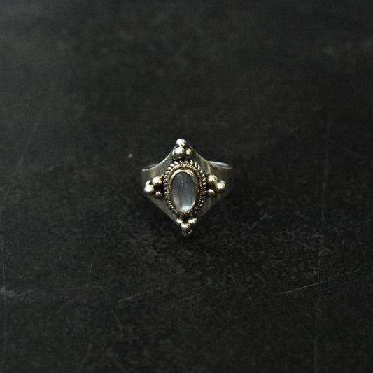 80s Moonstone & Beaded Cluster Accent Ring