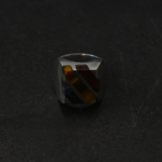 Vintage Diagonal Inlay Signet Ring