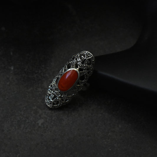 Vintage Carnelian & Marcasite Ring